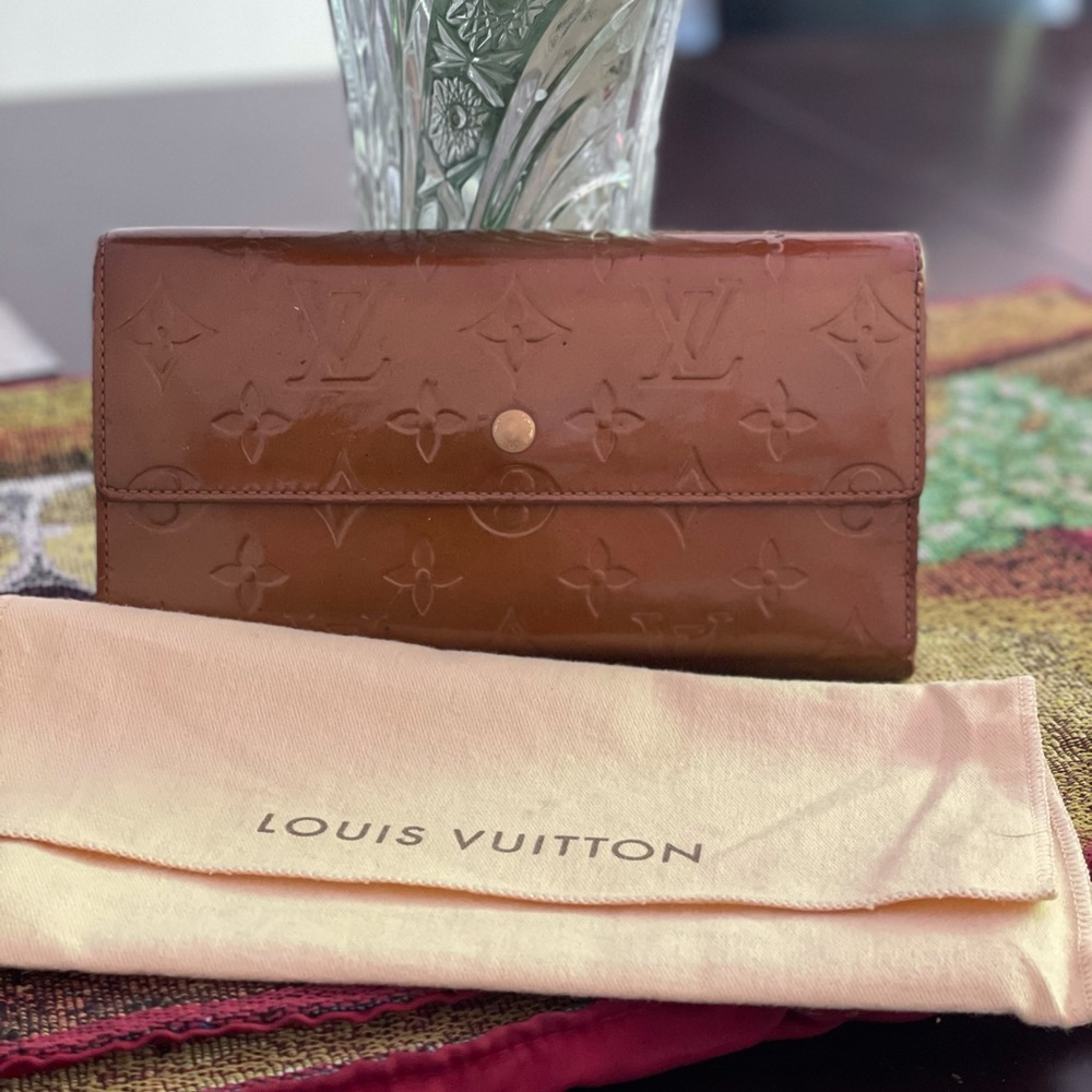 Louis Vuitton monogram bronze vernis long wallet